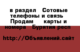  в раздел : Сотовые телефоны и связь » Продам sim-карты и номера . Бурятия респ.